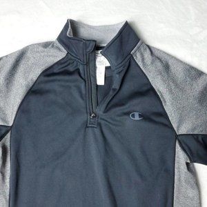 Champion Double Dry Powertrain Pullover Zip Up Mens Size Small Gray Black